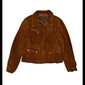 Brown suede leather jacket with